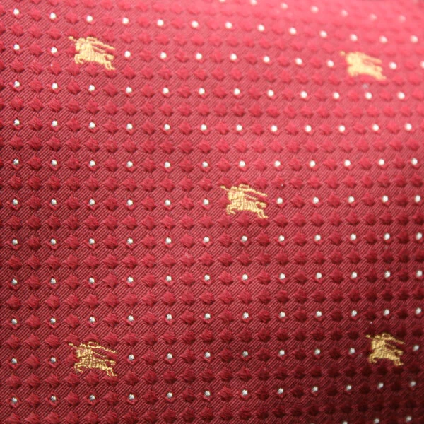 BURBERRY Orange Jacquard Logo on Red Silk Necktie Tie - Image 2 of 3