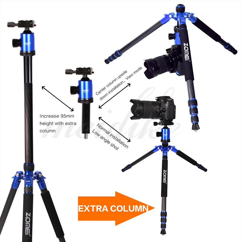 Zomei Z888C Portable Travel Carbon Fiber Tripod Stand With Ball Head For Camera - Image 2 of 4