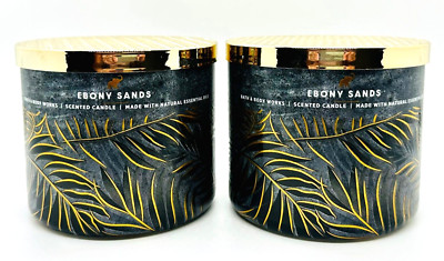 2-Pack Bath & Body Works Ebony Sands Large Scented 3 Wick Candles 14.5 oz