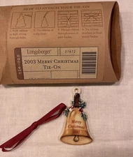Longaberger 2003 Merry Christmas Tie On, Hand Bell,  #27872