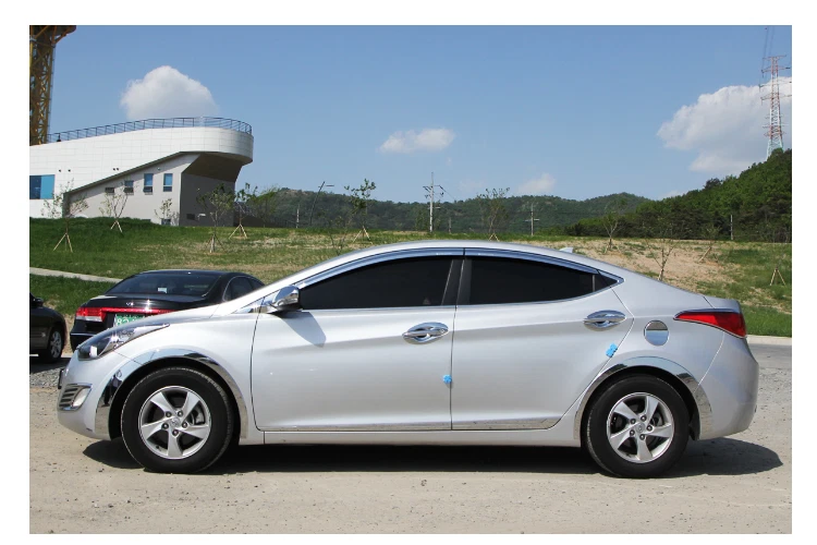 Línea de faldón lateral adorno cromo plata B751 4P Ups# para Hyundai Elantra 2011~2016 Foto 2 de 4