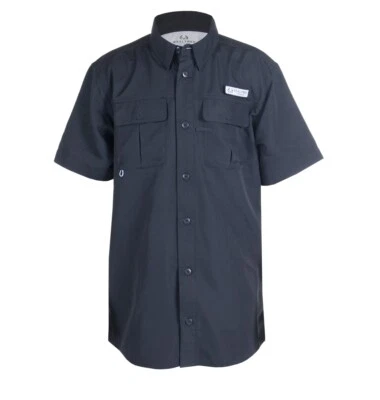 Realtree Youth Boy's Short Sleeve Fishing Guide Shirt Black UPF40 Size L 10/12