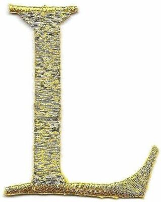 2'' x 2 3/8'' Metallic Gold Monogram Wire Letter L embroidery patch