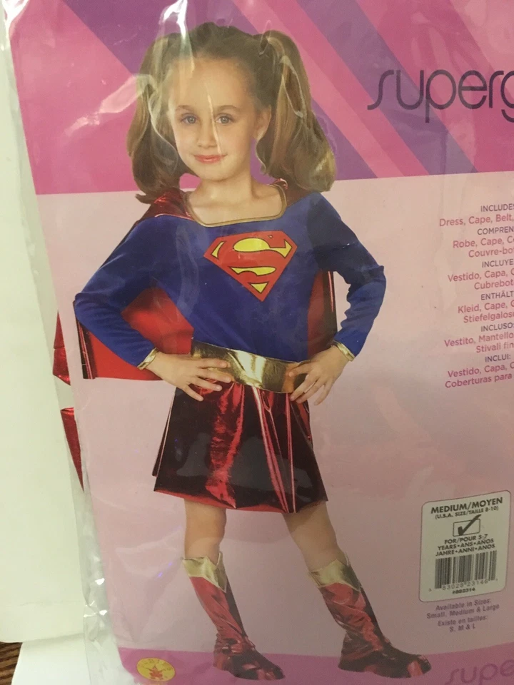 Disfraz de Supergirl Halloween Niñas Mediano 5-7 Superhéroe Vestir Foto 2 de 4