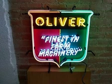 New Oliver Finest in Farm Machinery Neon Sign 24"x20" Lamp Poster Real Glass