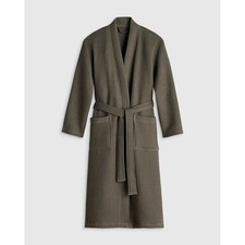 Quince Waffle Robe Small Moss Green Unisex Cotton Spa Loungewear NWOT