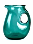 VINTAGE 1950’S BLENKO GLASS PIERCED HANDLED PITCHER 584 WAYNE HUSTED SEA GREEN8"