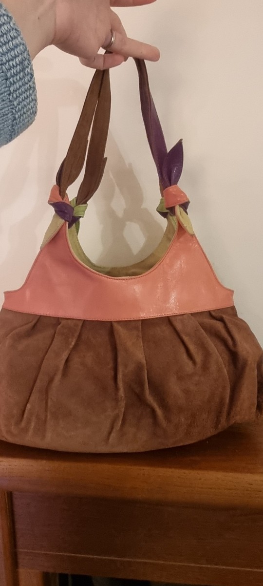 Vintage Leather Suede Be My Bow Russell Bromley Brown Pink