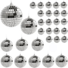 30pcs Silver Disco Balls, 5 Sizes Mini Mirror Discoballs, Hanging Reflective ...