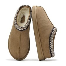 Mens Slippers0 Genuine Leather with Australian Shearling Lining  10 Chestnut