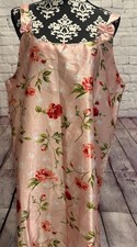 VTG 90 Sant Classics Pink Satin Floral Print Wide Straps Bow Nightgown Dress 1X