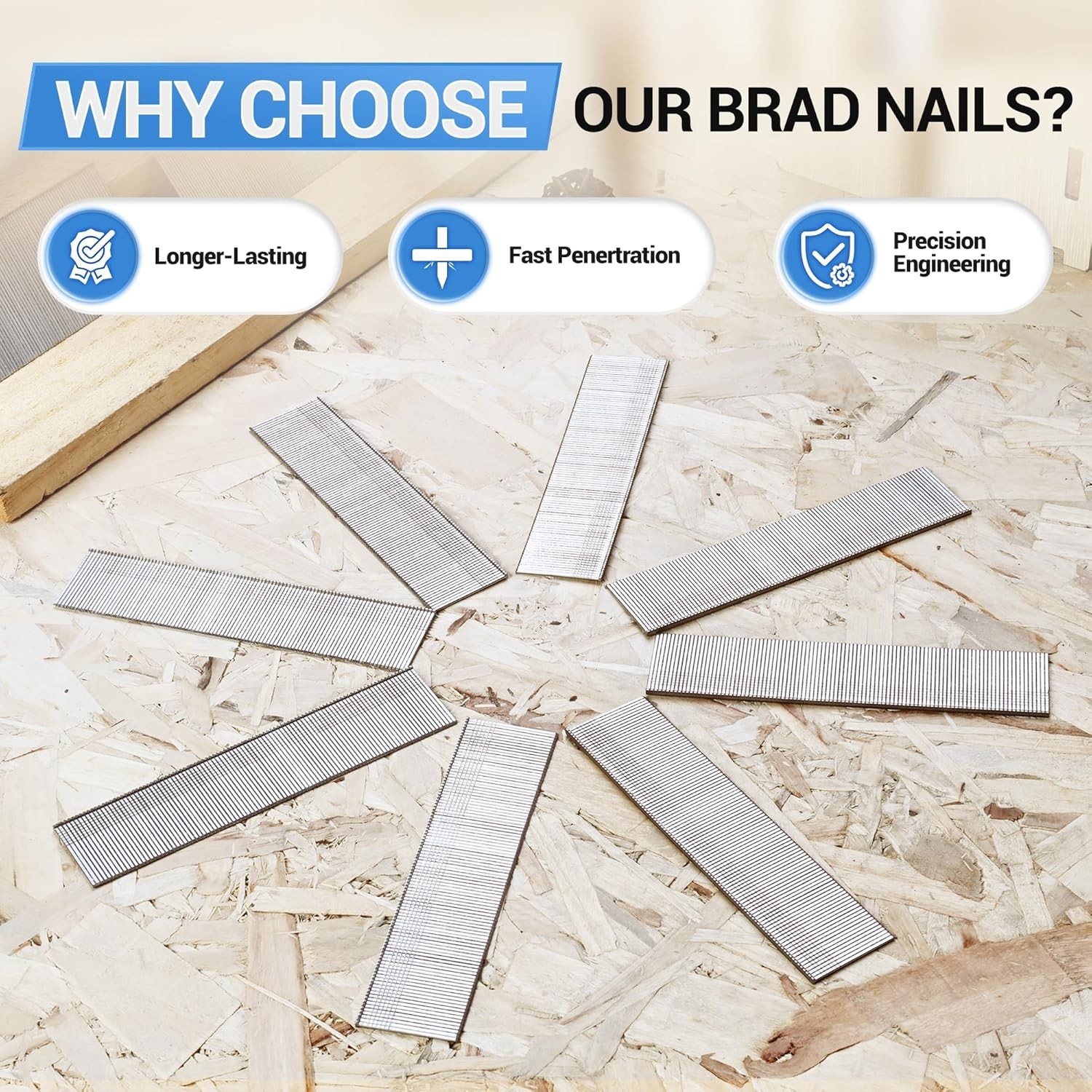 2,000 Counts 18 Gauge 304 Stainless Steel Brad Nails 1-1/2 Inch Length