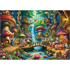 New Best Rocorose Jigsaw Puzzle for Adults, 1000 Pieces Fairyland Mushroom House