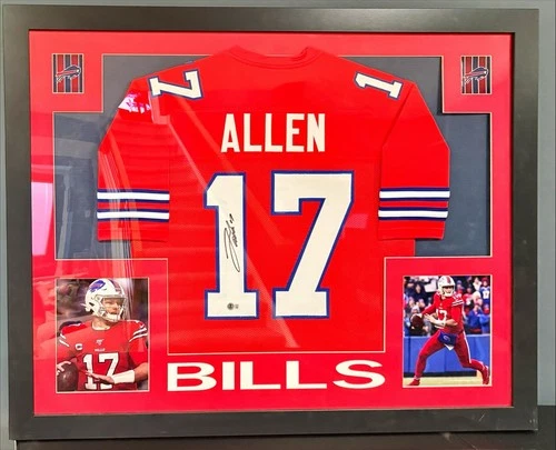 Josh Allen Buffalo Bills Signed Framed Football Jersey 2024 MVP BAS COA
