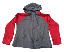DANSKIN NOW Women's LG 12-14 Full Zip Up Hoodie Jacket in Red and Dark Gray