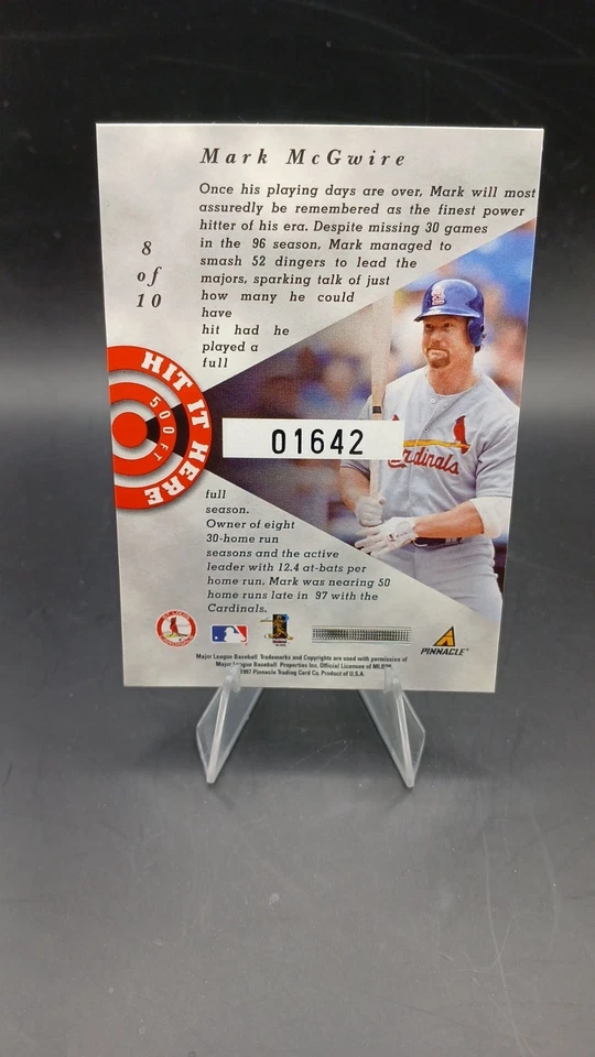 1998 Pinnacle - Hit It Here Mark McGwire #8 /20000 - Image 2 of 2