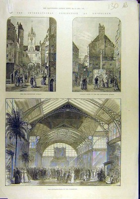 Original alter antiker Druck 1886 Ausstellung Edinburgh Schottland Kalkutta Dufferin