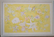 Stampa litografica Rohta Shiitani "Fiori che danzano nella luce gialla"