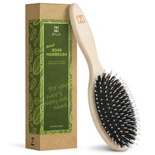 Natural Boar Bristle Hair Brush for Women, Men, Kids; Dry and Wet Detangling ...