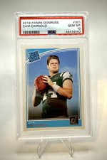 2018 Panini Donruss Rated Rookie Sam Darnold PSA 10 Gem Mint RC #301 Card ??. rookie card picture