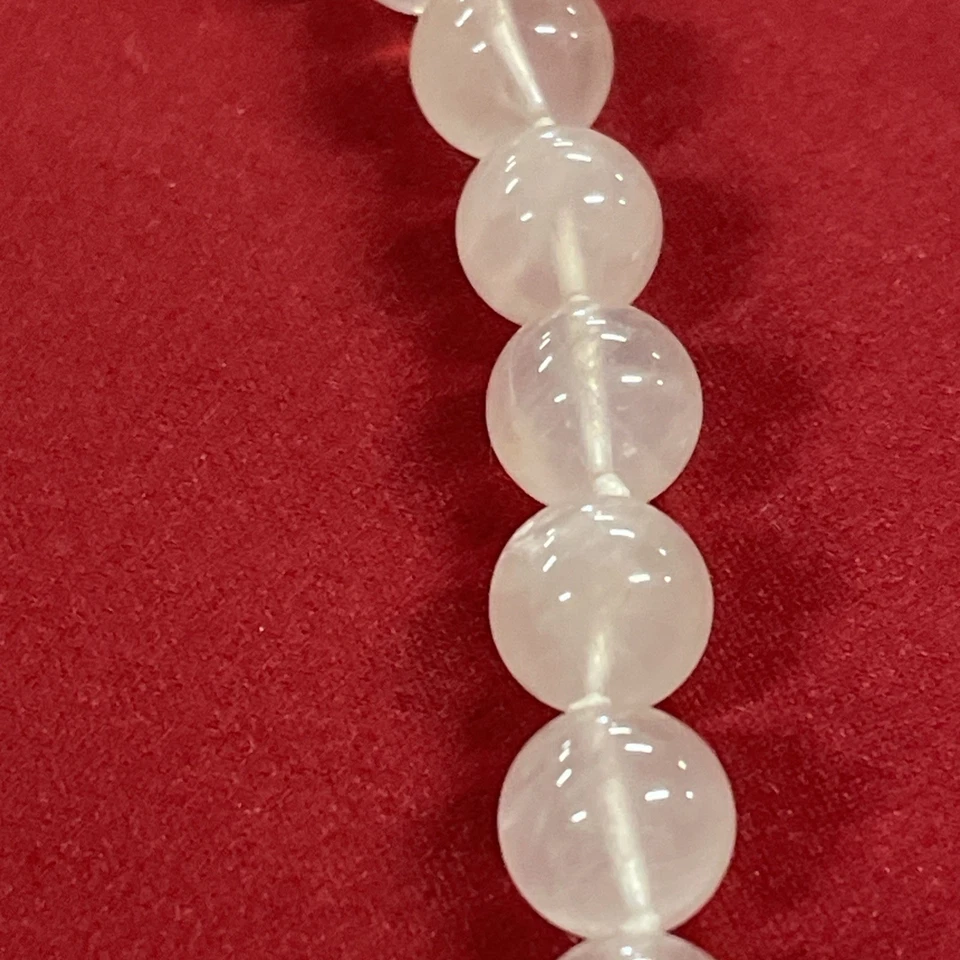 "Collar de 25"" de cuarzo rosa con cuentas lisas relleno de oro amarillo de 14k 1/20"  Foto 2 de 4