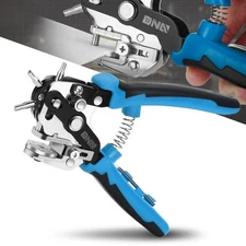 6-In-1 Professional Multifunction Stainless Steel Hole Punch Copper Leather Blue