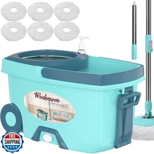 Spin Mop and Bucket System, Mop and Bucket with Wringer Set,Mops for Floor Cl
