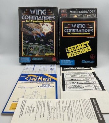 Wing Commander Computer Game PC 5.25'' Floppy Disk Complete 1990 + Secret Mission
