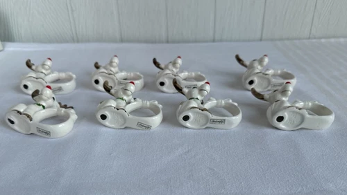 Vintage Fitz & Floyd Christmas Reindeer Napkin Ring Set Of 8 - Picture 7 of 20