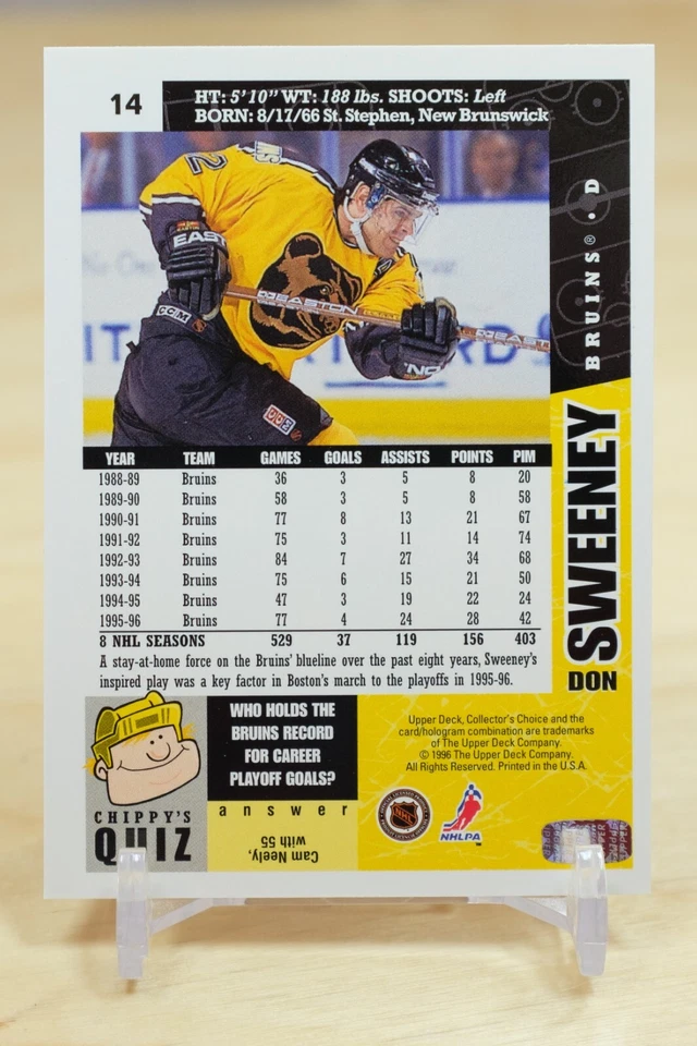 1996-97 UD Collector's Choice Base #14 Don Sweeney - Boston Bruins - Image 2 of 2