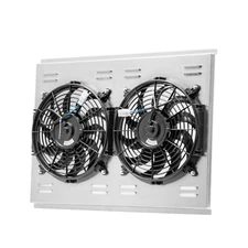 26" x 19'' Universal Aluminum Radiator Shroud Fan Cross Flow Style 2 X 12'' Fans