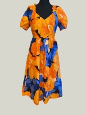 Tabitha Brown for Target Bold Floral tie back midi dress size 6 100% Cotton EUC