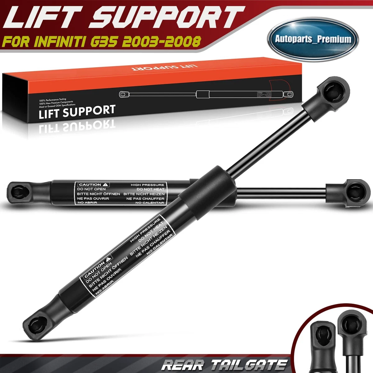 Auspartshouse Pair Of Rear Trunk Lift Supports Struts For 2003-2008 Infiniti G35 – SG471003 / 6419 2 thumbnail image