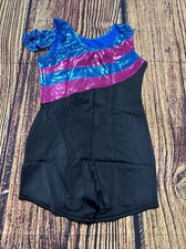 Weissman Children's Black/ Caribbean Blue MT12432 Classic Tank Biketard Size LC