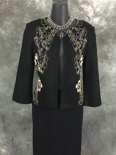 NWT NEW BEAUTIFUL St John jacket knit caviar black gold suit blazer size 4 - Picture 3 of 7