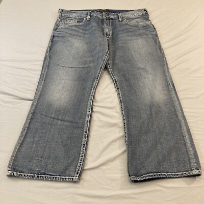 Silver Denim Jeans Men's 40x28 Zac Wide Legs Skater Light Wash - Main Image