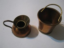 Peerage Made in England 1950s Copper Brass Miniature 2" Pitcher 2" Bucket