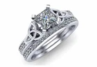 1.75Ct Princess Lab Created Diamond Celtic Engagement Bridal 925 Silver Ring Set