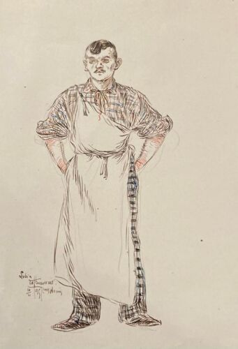 Lubin de Beauvais (1873 - 1917) Peuple populaire 1895 Série de 4 dessins à la pl - Afbeelding 1 van 6