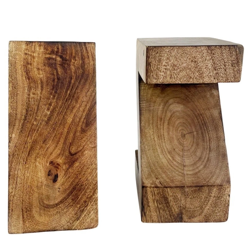 Sujetalibros de madera letras de la A a la Z 2 bloques gruesos moderno contemporáneo decoración de biblioteca 8" Foto 4 de 4