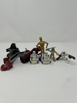 Star Wars Figures-Lot Of 8! Luke Skywalker-C-3PO-1999 Darth Maul-1996 Swoop Bike