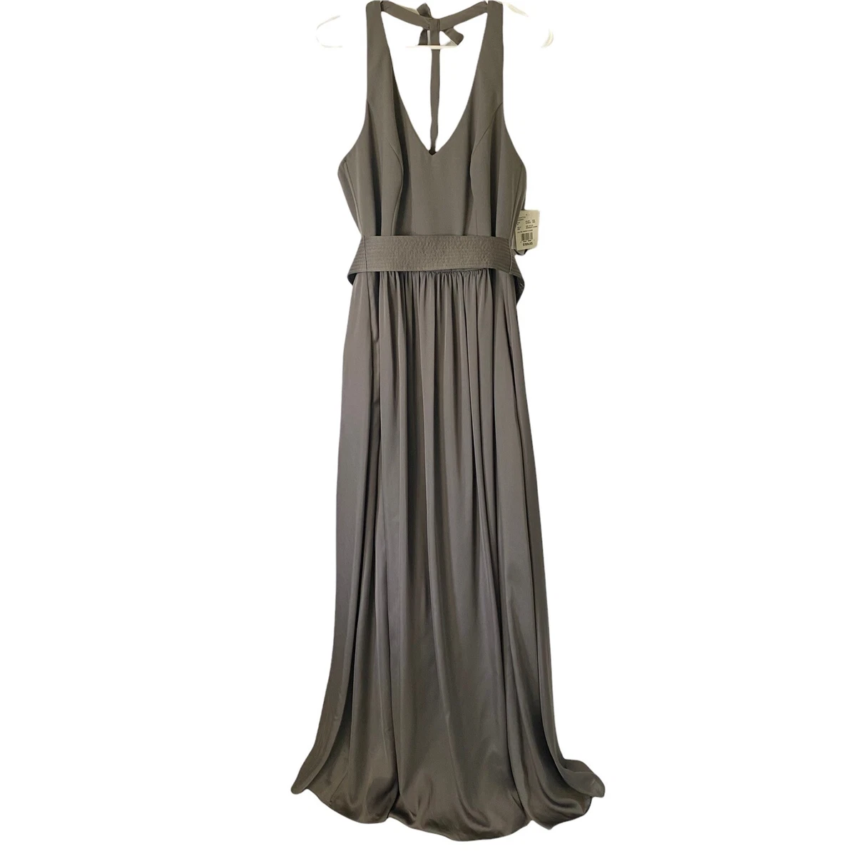 V Neck Halter Gown with Sash