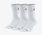 Nike Jordan Everyday Crew Socks Men's 3 Pairs White Size S-XL Casual Sportswear