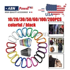 10-200 PCS Aluminum Carabiner D Shape Spring Clip Snap Key Hook Keychain Buckle