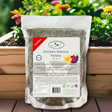 Chicken Manure Pellets, 4-3-2 NPK. Organic Plant Fertilizer and Soil Rebuilder