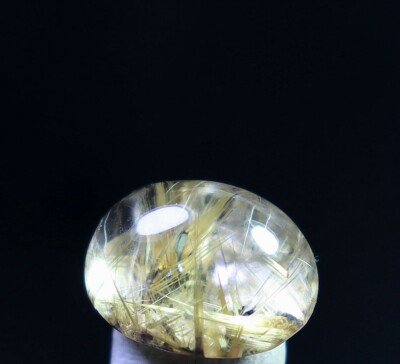 Natural Clear Golden Hair Rutilated Quartz Crystal Ring Surface Reiki Healing