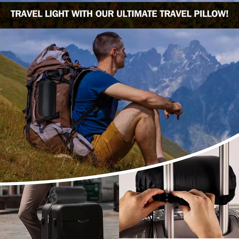 Memory Foam Travel Pillow for Camping with Washable Cover