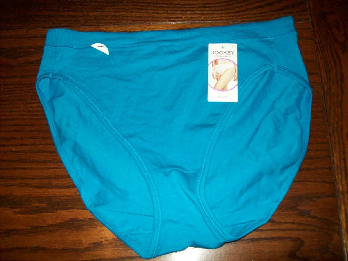 NWT JOCKEY COTTON STRETCH HI CUT PANTIES BLUE 1555 441 SIZE 8