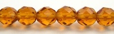 300 Preciosa Czech Glass Round Faceted Fire Polished Beads 6mm Topaz, gold brown