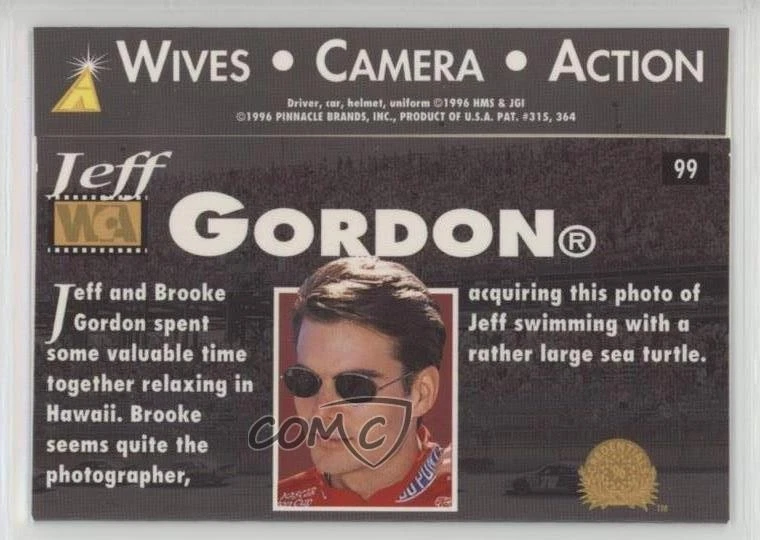1996 Pinnacle Action Packed Wives Camera Action Jeff Gordon #99 HOF - Image 2 of 2